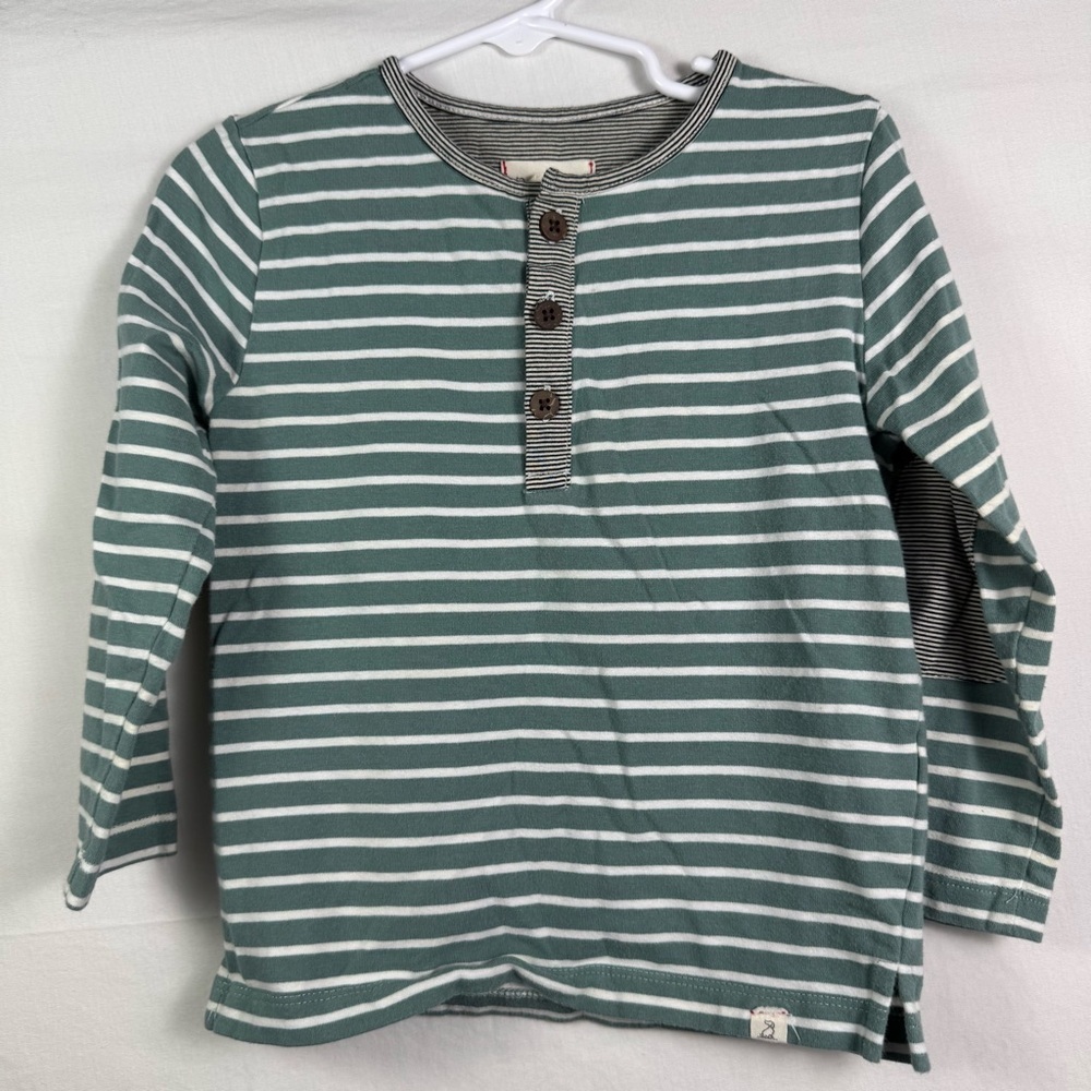 Me & Henry Green Striped Long Sleeve Kids Shirt Size 2/3Y